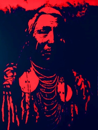 Sioux Warrior, Acrylic on heavy gallery wrapped canvas 36" x 48"
