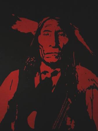 "Wolf Robe" 36" x 48" Acrylic painting on heavy gallery wrapped canvas. Photo credit: Brett Stokes 