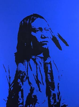 "Black Coyote" 36" x 48" Acrylic painting on heavy gallery wrapped canvas.